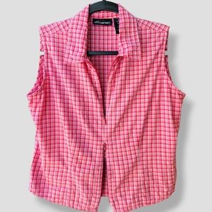 VINTAGE 90s NO BOUNDARIES Crop Dual Zip Plaid Blouse Pink